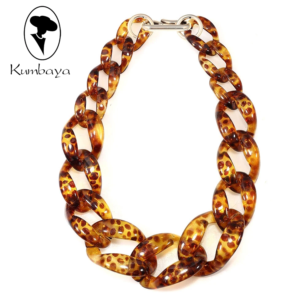

Leopard Exaggeration Acrylic Necklace Twist Strand Neck Short Chains Women Jewelry DIY Collares Chokers Statements N15830-15831