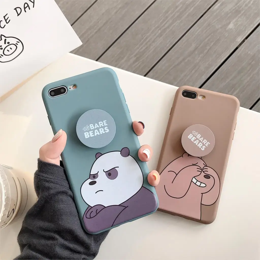 

Bare Bears Lquid Soft Silicone Case for Huawei Honor 10 8X 9 Play Mate 9 10 20 Pro Fundas Cartoon Cover Phone Cases WIth Bracket