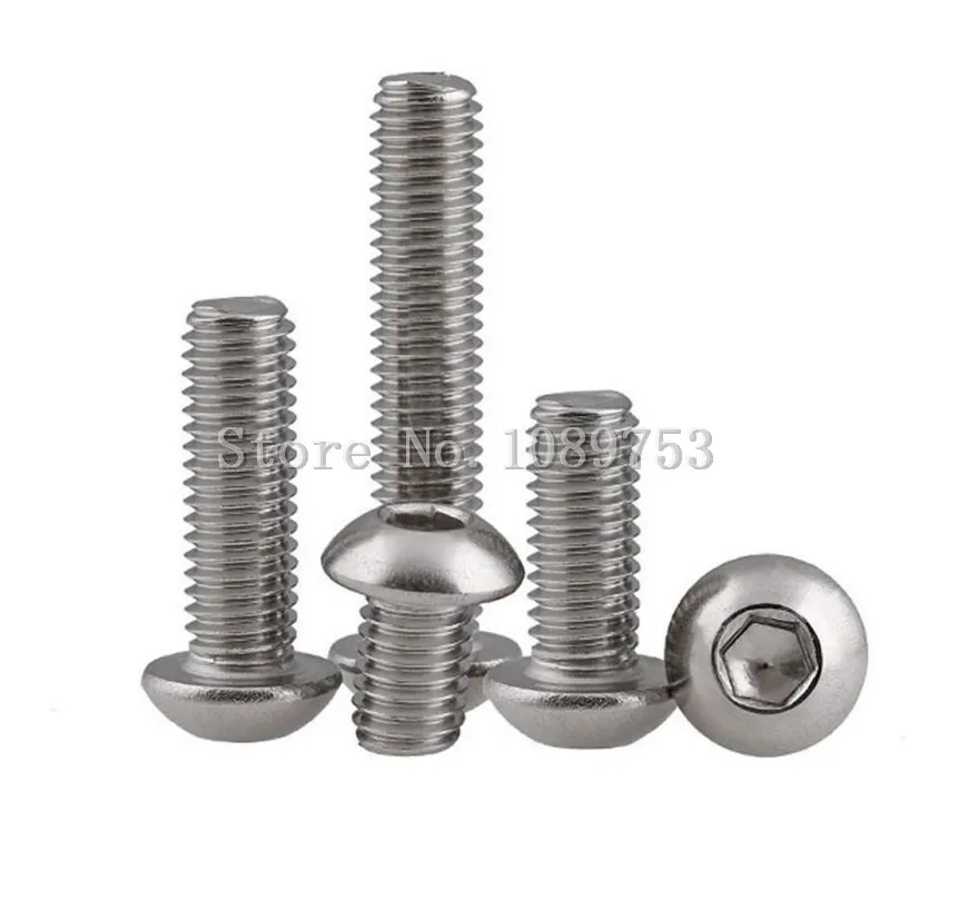 M4 4mm A2 304 Stainless Steel Button Head Hex Socket Screws Round Head ISO7380_