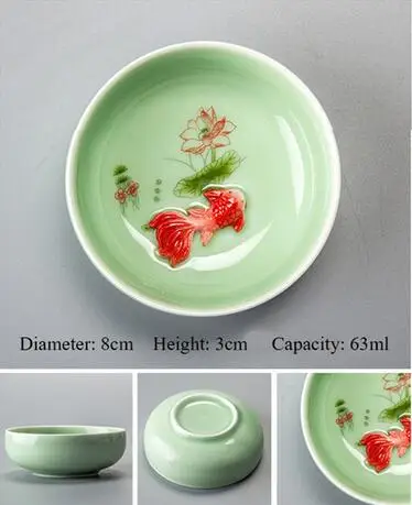 Горячие китайские фарфоровые чайные чашки kongfu/Kungfu, рыбные керамические/керамические чайные наборы, для черного/Пуэр, Улун, зеленый чай, секретный подарок - Цвет: 9
