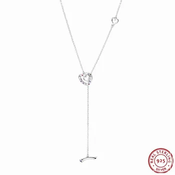 

NEW Bright Hearts 55cm Long Necklaces for Women Silver 925 Jewelry with Heart-shaped Toggle Closure & Pastel-hued Stones FLN064