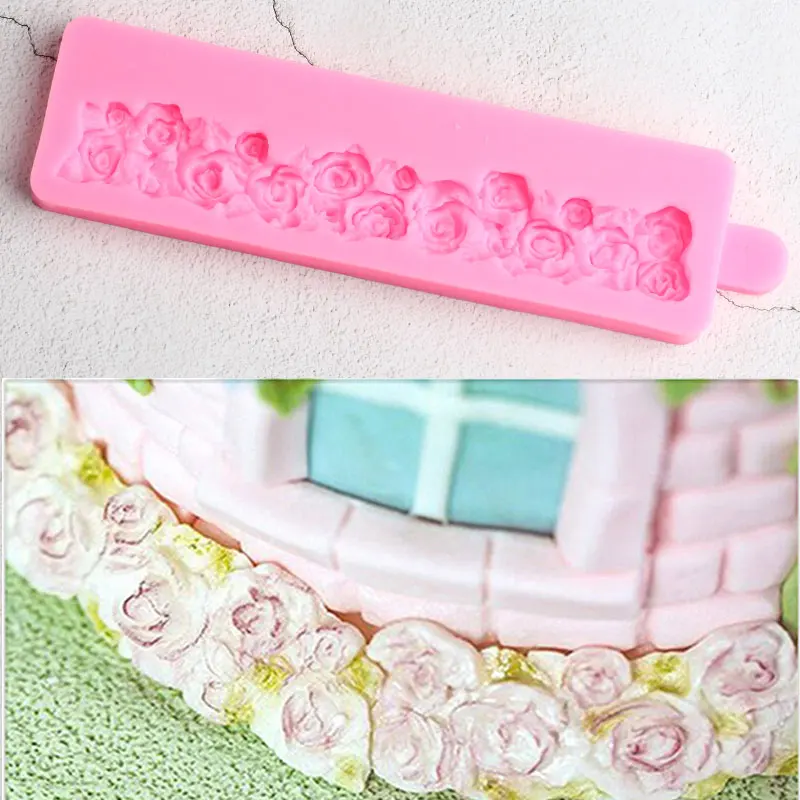 

Rose Flower Cake Border Silicone Molds DIY Wedding Fondant Cake Decorating Tools Cupcake Baking Candy Chocolate Gumpaste Mould