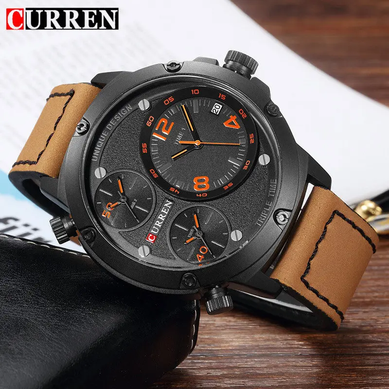 CURREN Plus мужские военные спортивные кварцевые часы с несколькими часовыми поясами