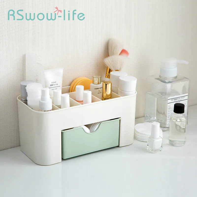

6 Plaid Cosmetic Storage Box with Drawer 22*10*10.5cm Rectangular Simple Jewellery Storage Box Household Storage Supplies