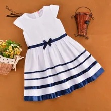2 To 7 Years Baby Girls Summer Style Bow Striped Party Dresses High Quality Kids Clothes Vestidos Mujer Roupa Infantil