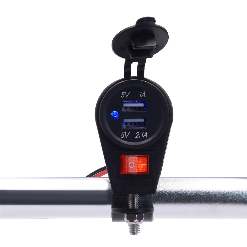 

Motorcycle Car USB Charger for Universal Waterproof 12V Motorcycle Car Socket Power Dual Port USB Charger#705y20