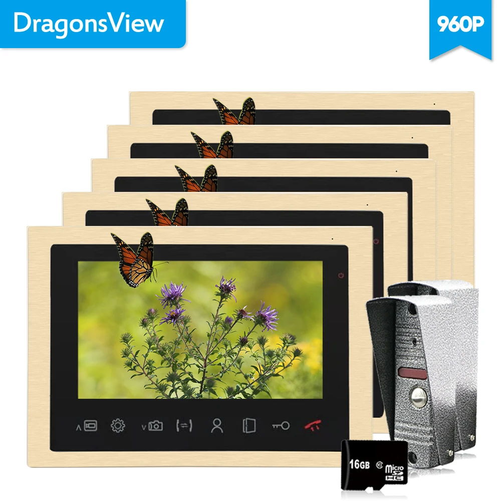 Dragonsview 10 дюймов HD AHD 960 P проводной дверные звонки цвет видео телефон двери домофон охранных движения сенсор Запись ИК светодиодов