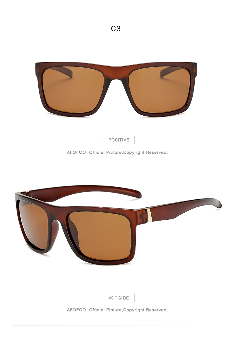 AFOFOO Классические поляризованные солнцезащитные очки фирменный дизайн мужские солнцезащитные очки для вождения мужские квадратные очки ночного видения UV400