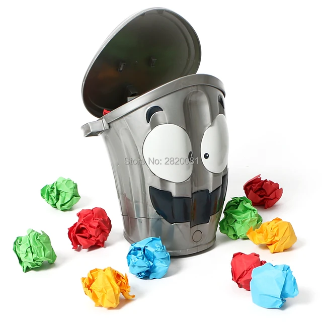 Loony bin electronic toy try throwing paper balls into the moving trash