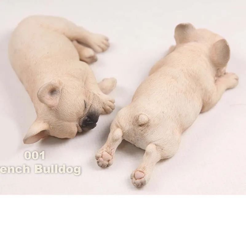 Дешево Mnotht 1 пара 1 6 Масштаб Французский бульдог Модель Смола Спящая животное собака животное скульптура резьба модель для 12 дюймов фигурка сцены