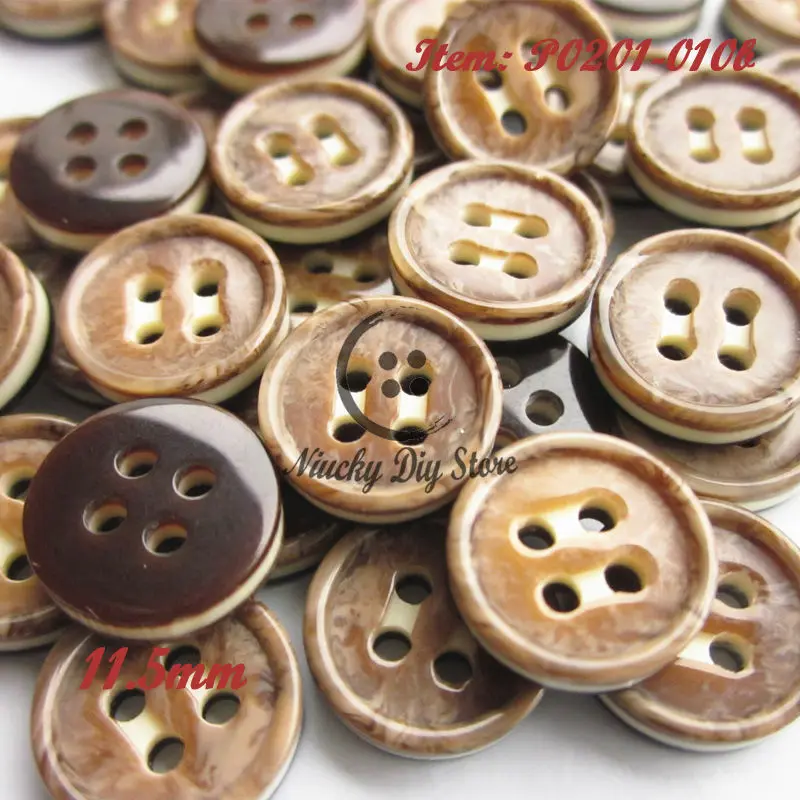 11.5mm Double color boutique brown shirt buttons 4 hole leisure shirt