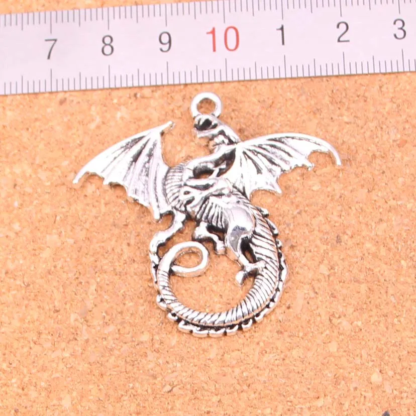 18 шт. посеребренные Подвески в виде дракона 43 х46 мм|antique silver|charm diydiy charms |