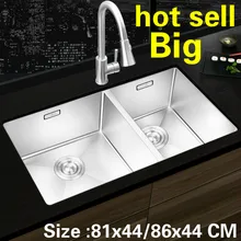 Пищевые для кухни 304 нержавеющая сталь большая кухонная ручная раковина двойной паз vogue Горячая 81x44/86x44 см