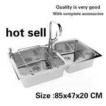 Роскошная кухня двойной паз раковина прочный мытья посуды 304 из нержавеющей стали высокого качества большой Лидер продаж 85x47 см