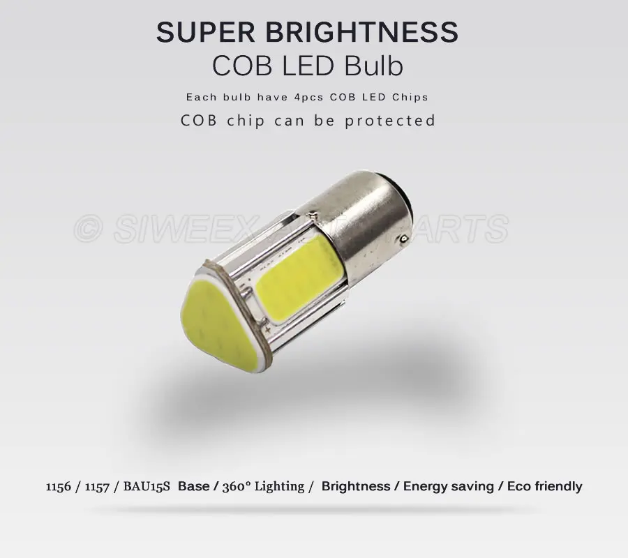 1156 светодиодный Ba15S P21W 1157 BAY15D Bau15s танкетке 4 Свет автомобиля Cob Белый тормоз