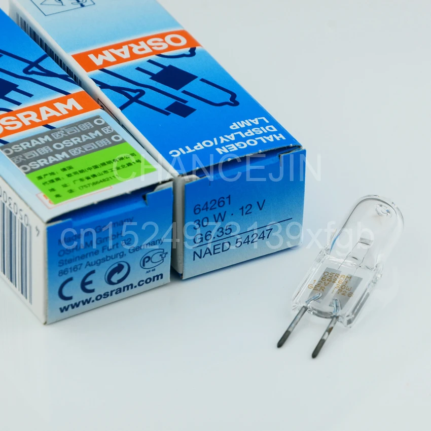 Лампа OSRAM 64261 12V 30W G6.35 подходит для щелевых ламп, спектрофотометров и т. Д