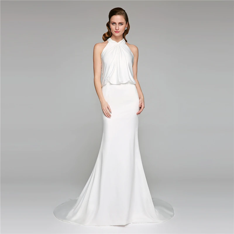 High neck silk wedding dress Outlet