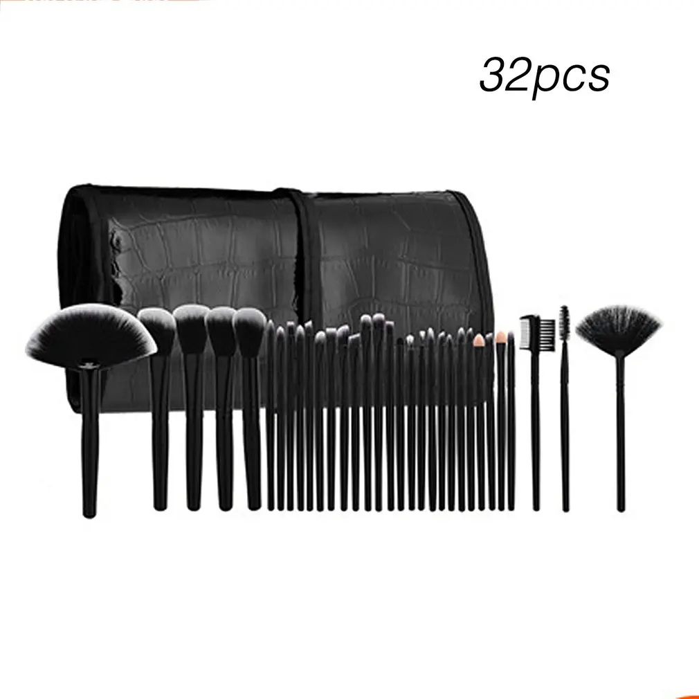 

Professional 32pcs Makeup Brushes Cosmetic Set Eyebrow Face Cheek Blush Foundation Powder Makeup Brush Set With Black Case new