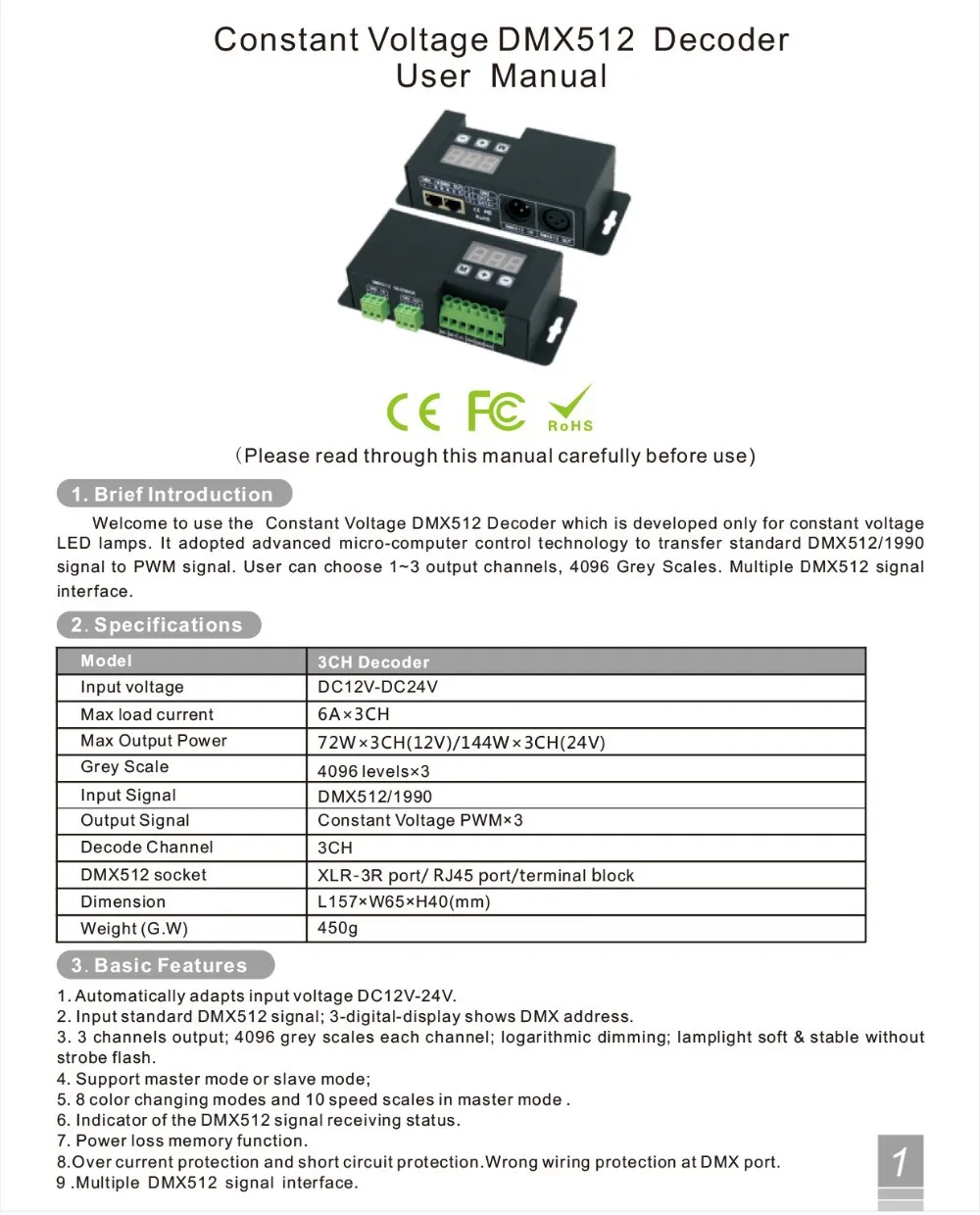 3CH светодиодный RGB свет главный контроллер dmx; 350mA 700mA светодиодный CC PWM DMX512 декодер; Светодиодный CV PWM DMX512 декодер драйвер для Светодиодные ленты