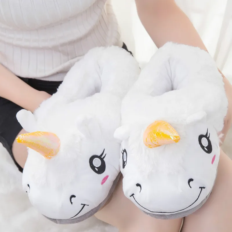 

2018 Winter Indoor Slippers Plush Home Shoes Unicorn Slippers for Grown only one size Home Slippers Shoes Christmas gift 598gh