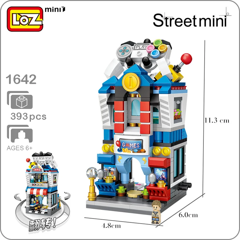 LOZ City Street серия 1642 компьютерная видео игровая комната 3D модель 393 шт DIY Мини блоки