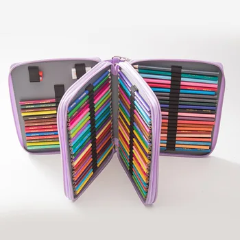 

124 holes Pencil Case stationery Large Capacity School office Gift pouch Art Markers pens box Painting Folding box set with belt