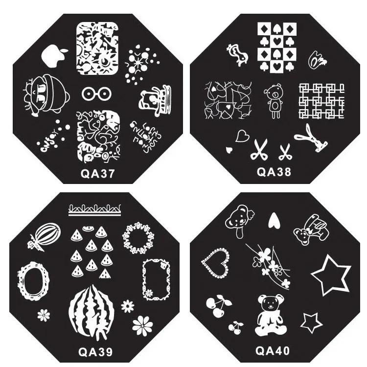 1 шт. Серия QA 1-60 дизайн пластины для полировки штампы маникюрные изображения дизайн ногтей изображения Konad печать штампы маникюрные Шаблоны