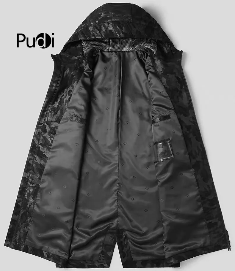 Новинка 2019 модное мужское пальто Pudi MT906 из натуральной овечьей кожи камуфляжная