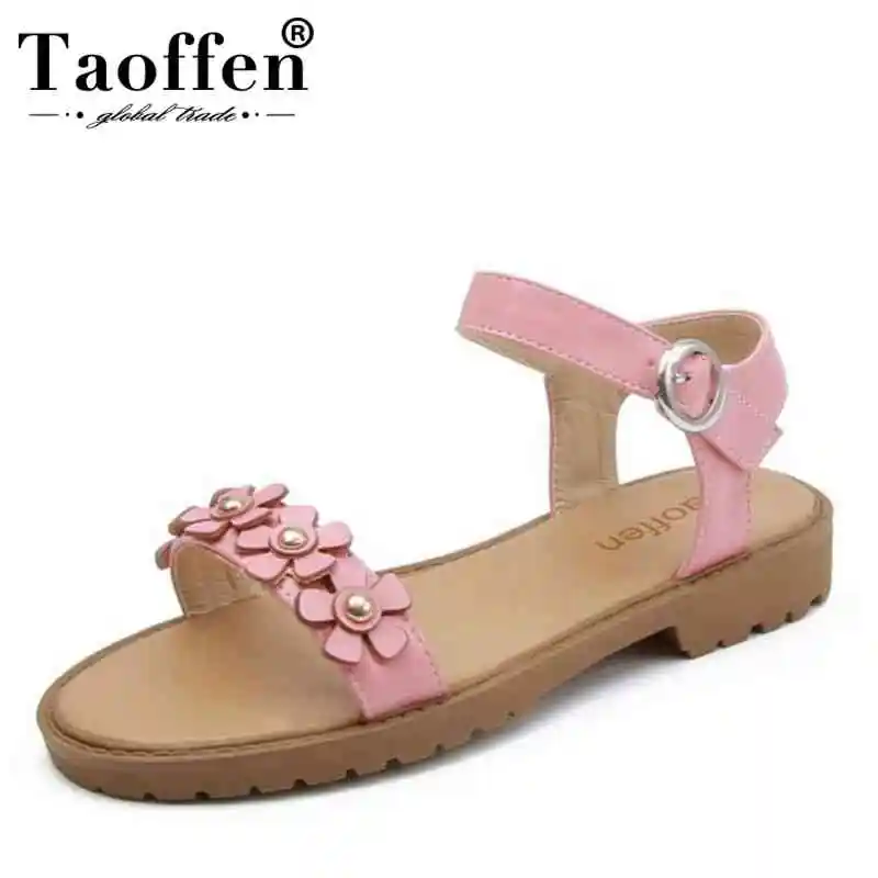 

TAOFFEN Size 34-43 Simple Bohemia Women Flats Sandals Flower Rivet Ankle Strap Flats Sandals Summer Party Shoe Women Sandals