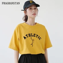 Женская весенне-летняя новая Повседневная футболка с круглым вырезом женские модные футболки с принтом букв женские свободные футболки высокого качества JQ401