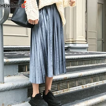 Женская юбка с высокой талией, модная однотонная плиссированная юбка, цветная Женская юбка Harajuku, горячая распродажа, весна-осень