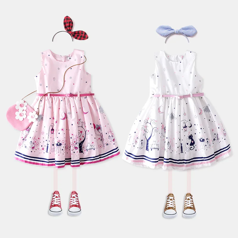 

Summer 2018 New Girl's Pure Cotton Positioning Flower Princess dress vest Children's dress