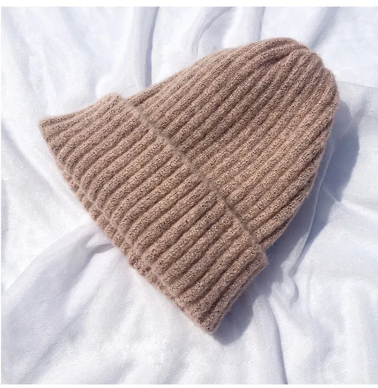 beanie women winter hats for women thick wool skullies beanies for ladies winter beanie hat solid pink black women hats winter hat  (11)