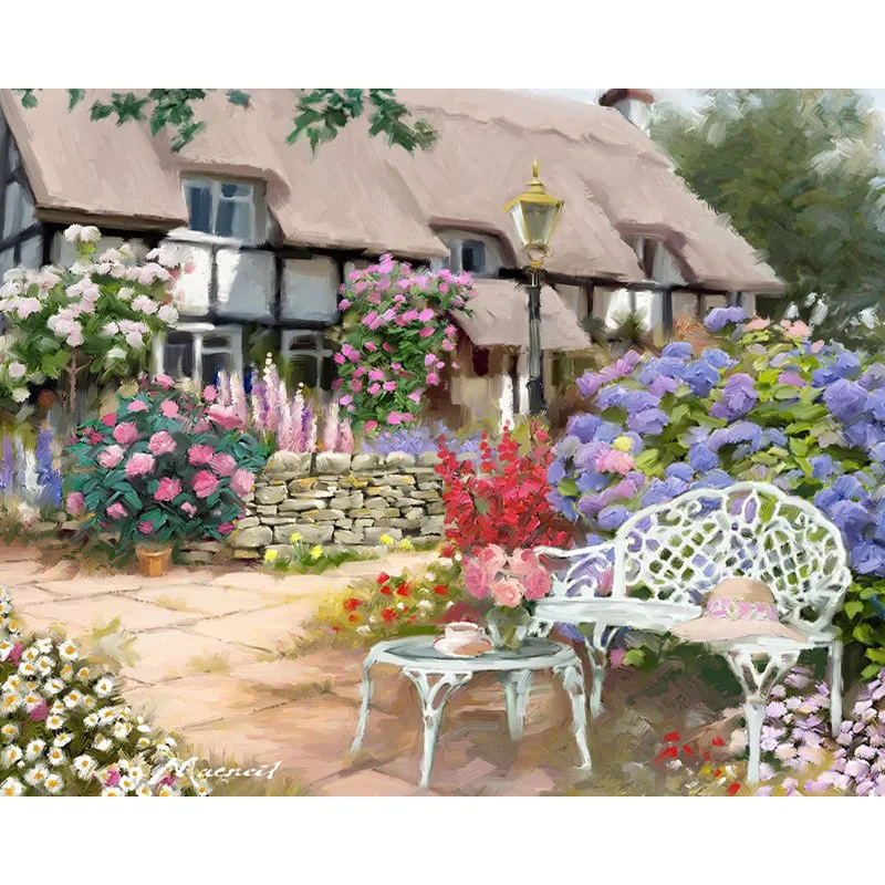 

Europe Countryside House DIY Painting By Numbers No Frame Drawing Kits Paint On Canvas Painting Unique For Home Wall Art Picture