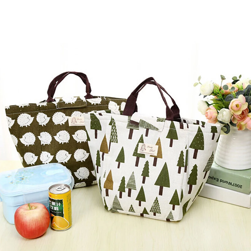 

Women Kids Portable Picnic Thermal Food Tote Bags Box Insulated Canvas Lunch Storage Bag