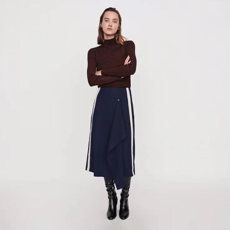 

2019 early autumn women's hit the color striped irregular skirt