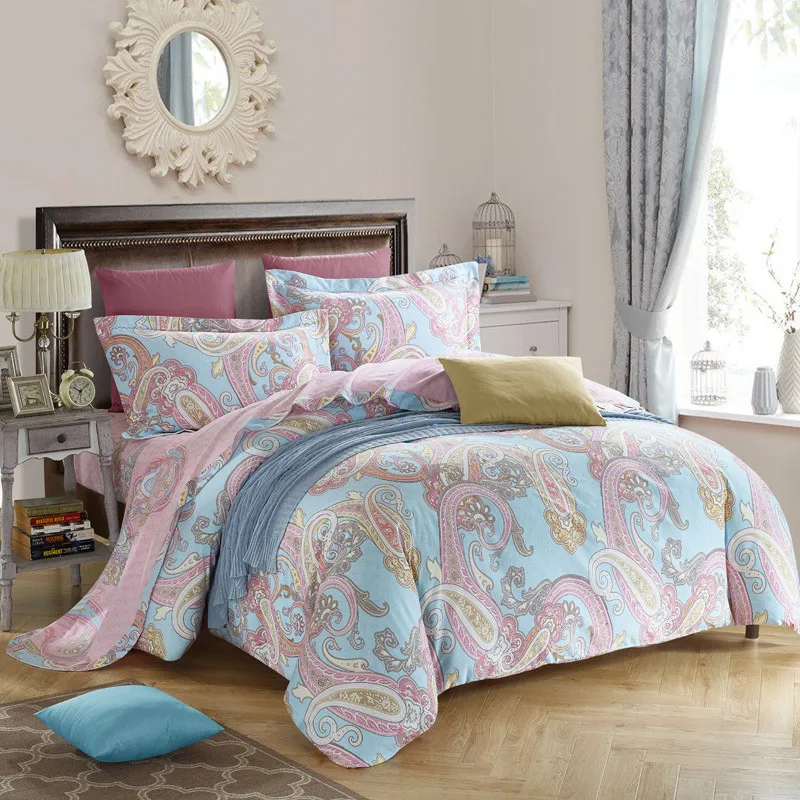 

Bohemian Style Tree Deer Printing Bedding Thick Sandy Cotton Bedding Queen / King Winter Feather Set