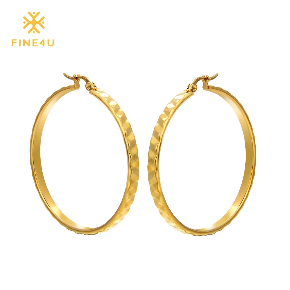 2018 Новый FINE4U E013 316L серьги-кольца из нержавеющей стали круглые серьги для женщин