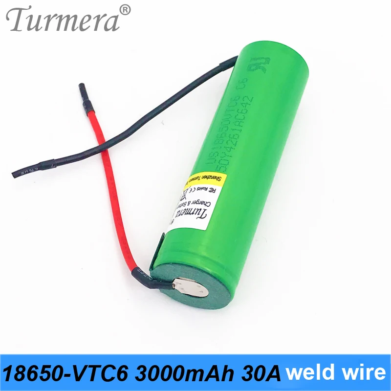 Оригинальный аккумулятор Turmera us18650vtc6 vtc6 30a 18650 3000 мАч для аккумулятора отвертки