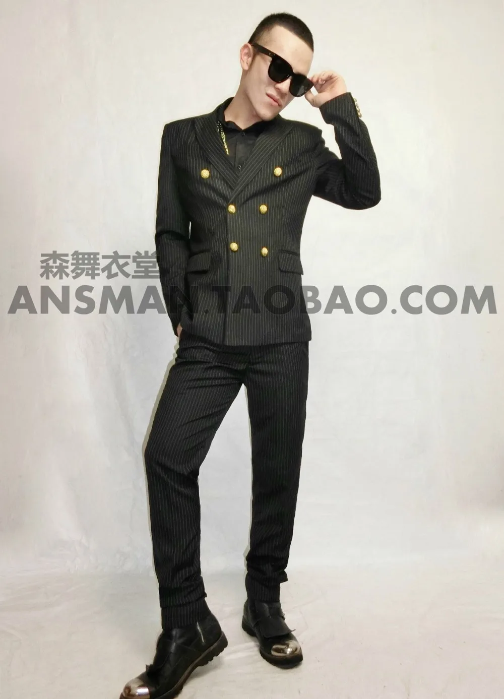 

Nigthclub DJ male singer bigbang gd style black super stars slim fashion suit costumes party show stage wear