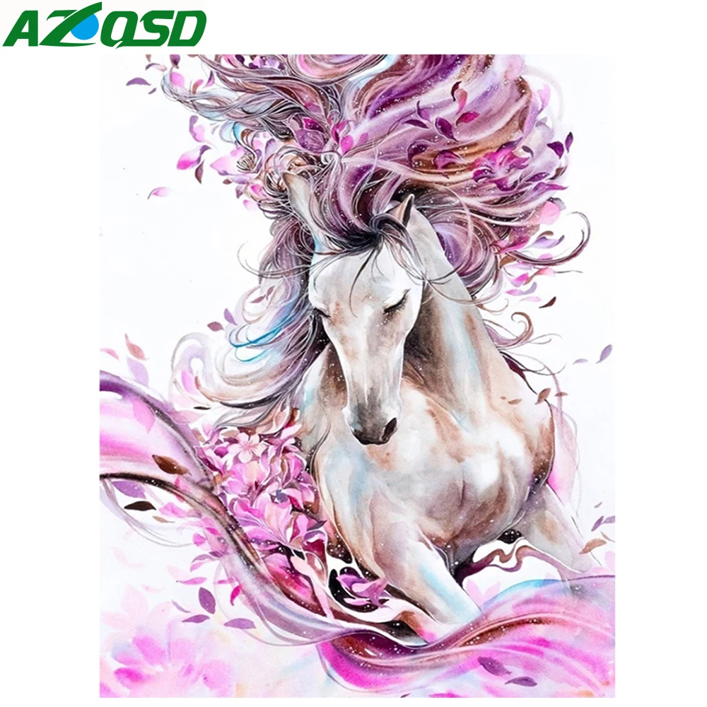

AZQSD Diamond Painting Animal Cross Stitch Picture of Rhinestones Full Square Diamond Embroidery Horse Needlework Unfinished Art