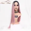 Suri Hair Long Straight Ombre Pink Heat Resistant Synthetic Two Tone Wigs For Women 30 inch Black Brown Blue hairpiece 7 colors 1