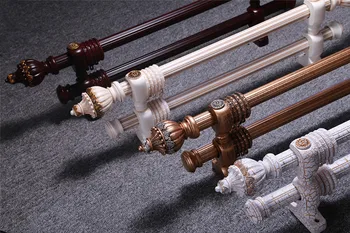 

35mm diameter European Roman rods nano mute aluminum alloy rod solid wood bracket Roman rod single and double rod curtain rod