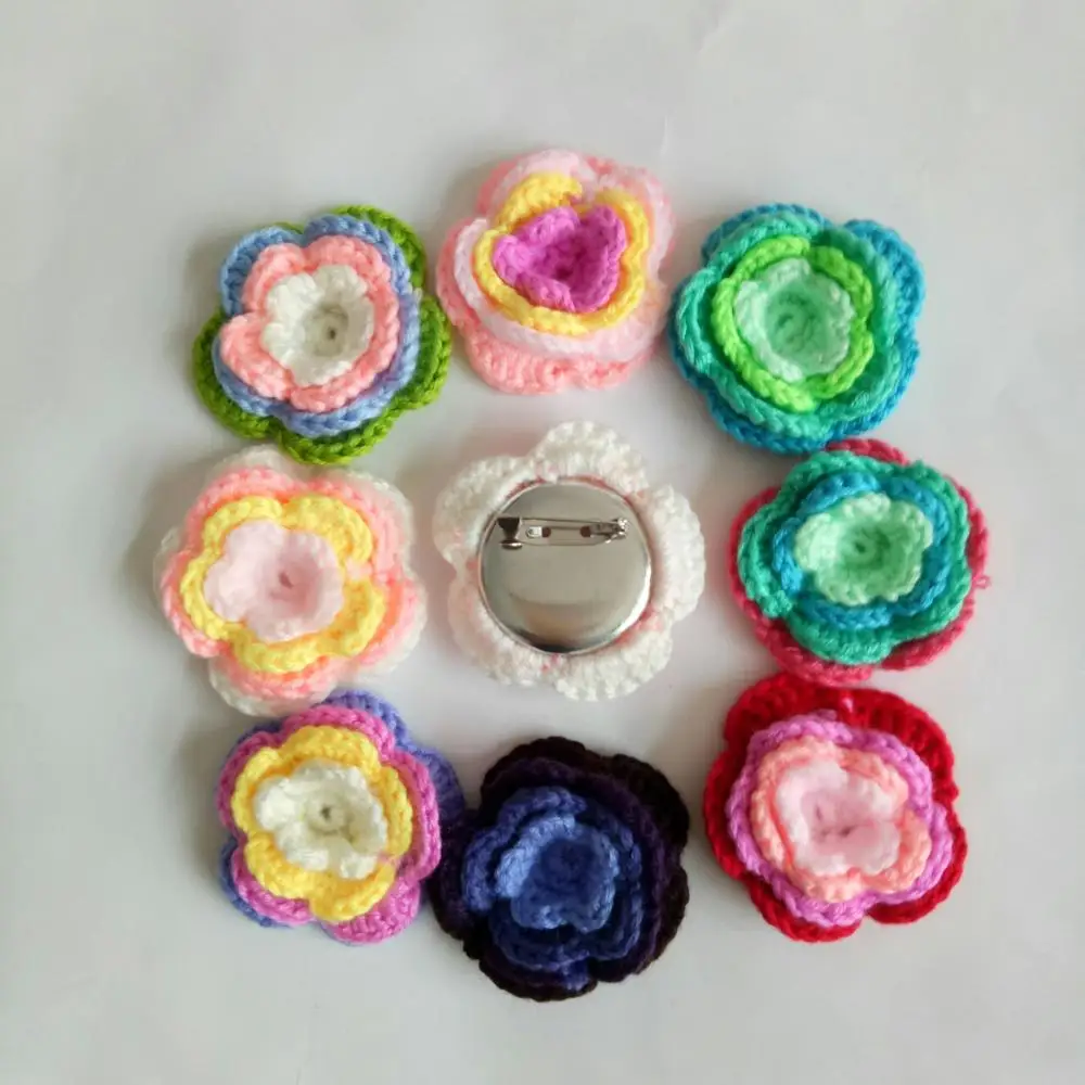 

1PCS Women Brooches Crochet Accessories girls kids Brooch flower pins dress Clothing Ornament ties College Cloth Art girl pins
