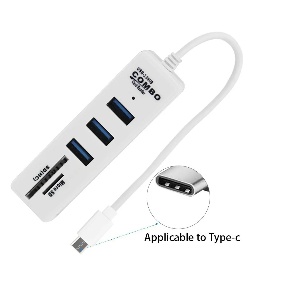 USB 3,0 type C комбинированный мультихаб 3,5-3 порта мультикардридер Sd/Cf/C Тип Micro Usb Otg разветвитель адаптер для компьютера телефона