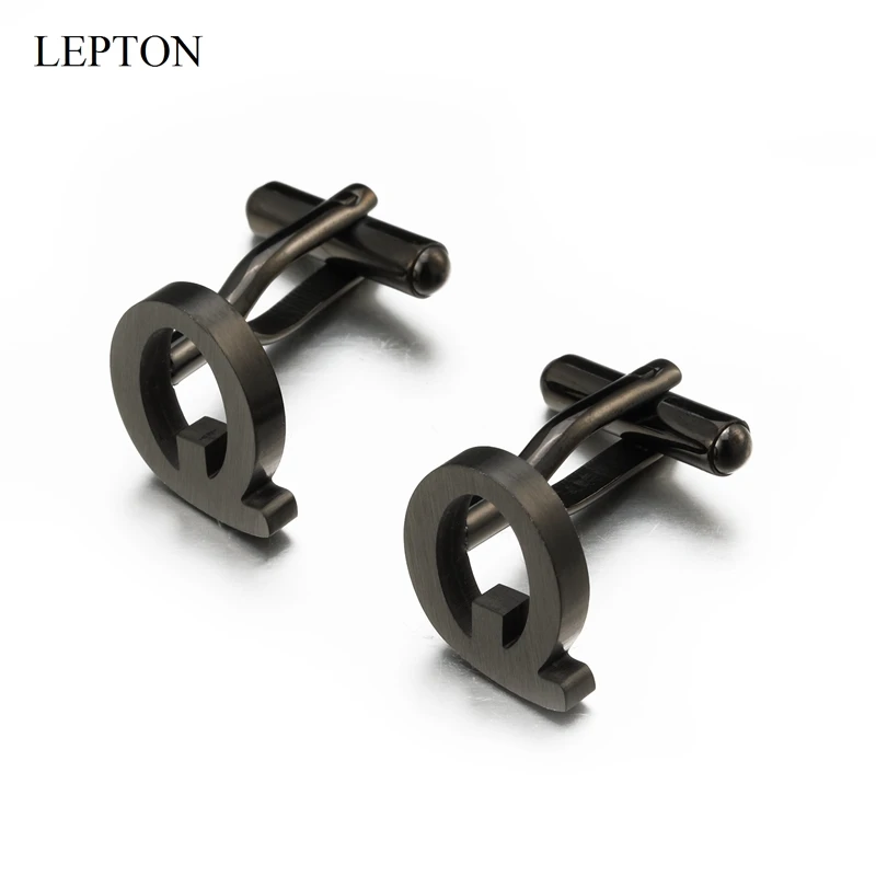 

Lepton Stainless steel Letters Q Cufflinks for Mens Black & Silver Color Letter Q of alphabet Cuff links Men Shirt Cuffs Button