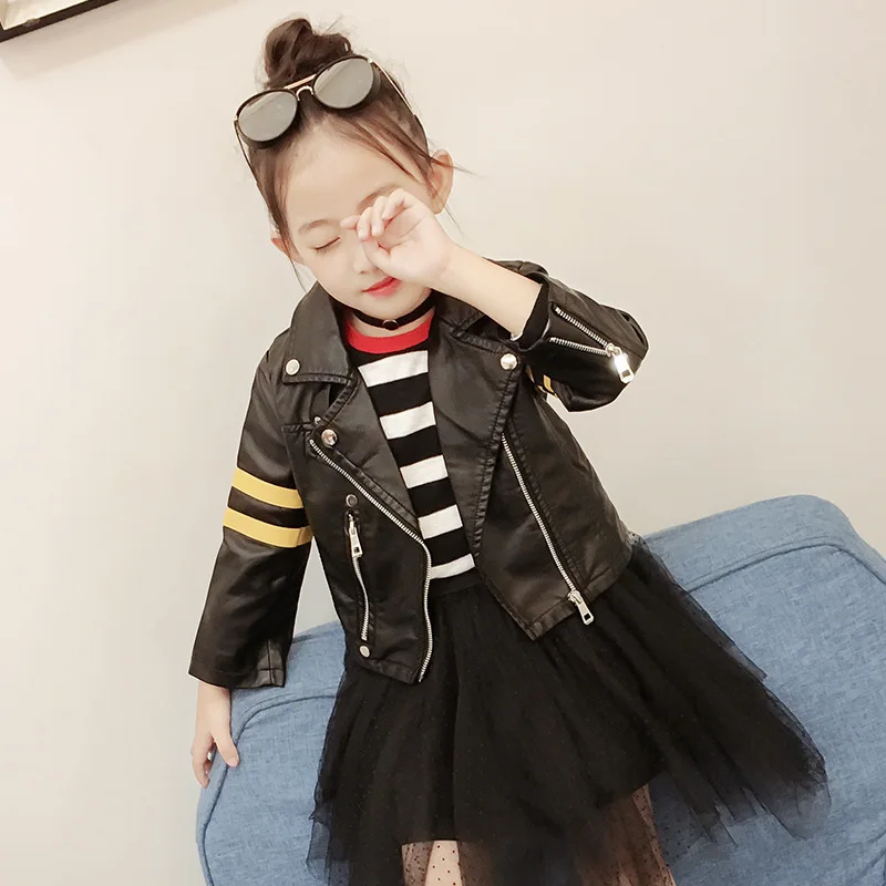 

Children PU Leather Jacket Girls Autumn Leather Coat Girls Autumn Winter Jacket Children Solid Casual Outerwear