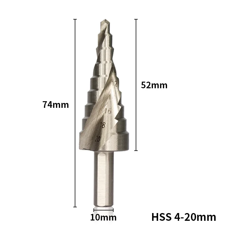 Xcan 1 шт. 4-20 мм высокоскоростное стальное ступенчатое сверло для дерева, металла, сверления отверстий, спиральное сверло