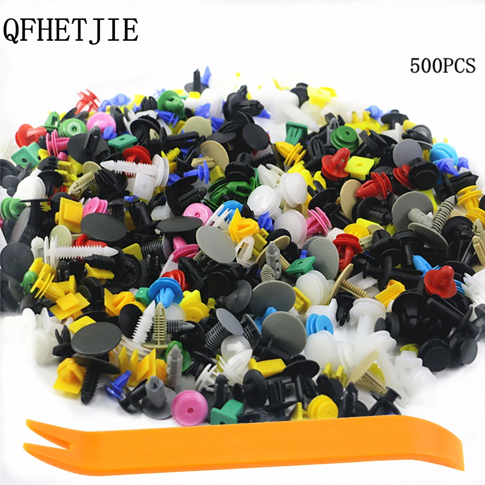 

QFHETJIE 500Pcs Mixed Auto Fastener Universal Car Bumper Clips Retainer Car Fastener Rivet Door Panel Fender Liner