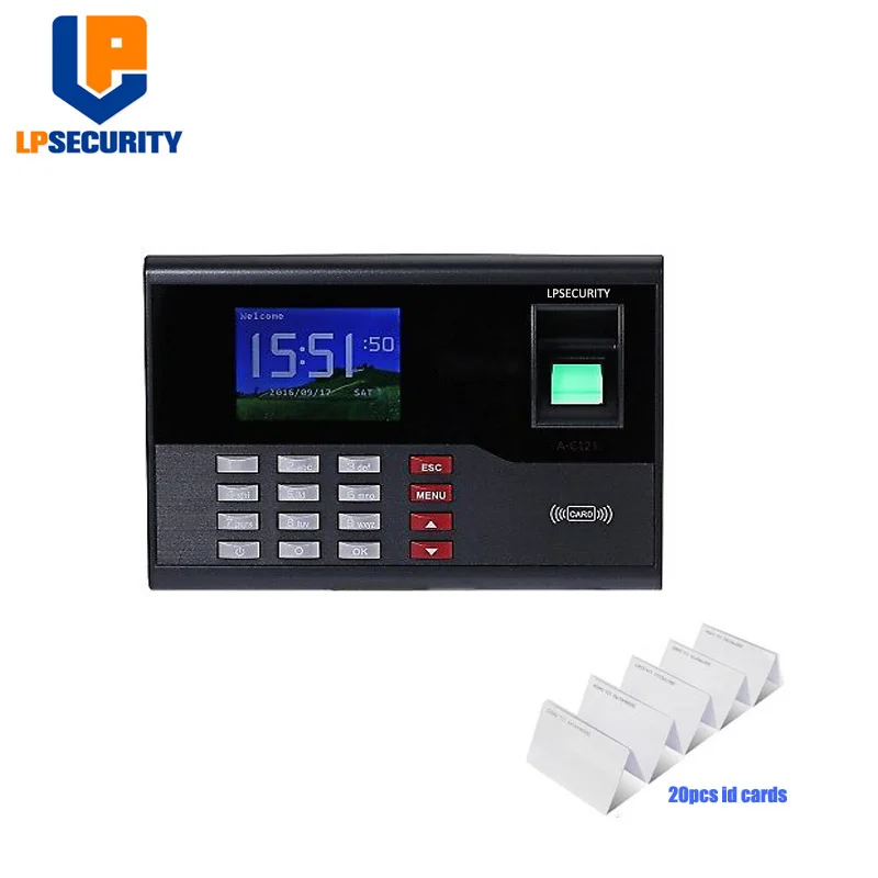 

LPSECURITY with 20pcs ID cards AC121 biometric fingerprint time attendance employee time clock machine for access control system